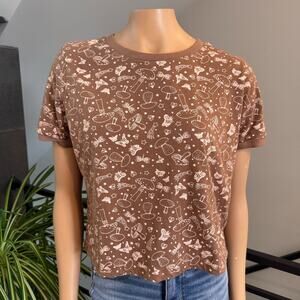 No Boundaries Brown Mushroom Ringer Tee Fairycore Cottagecore Juniors XL 15-17